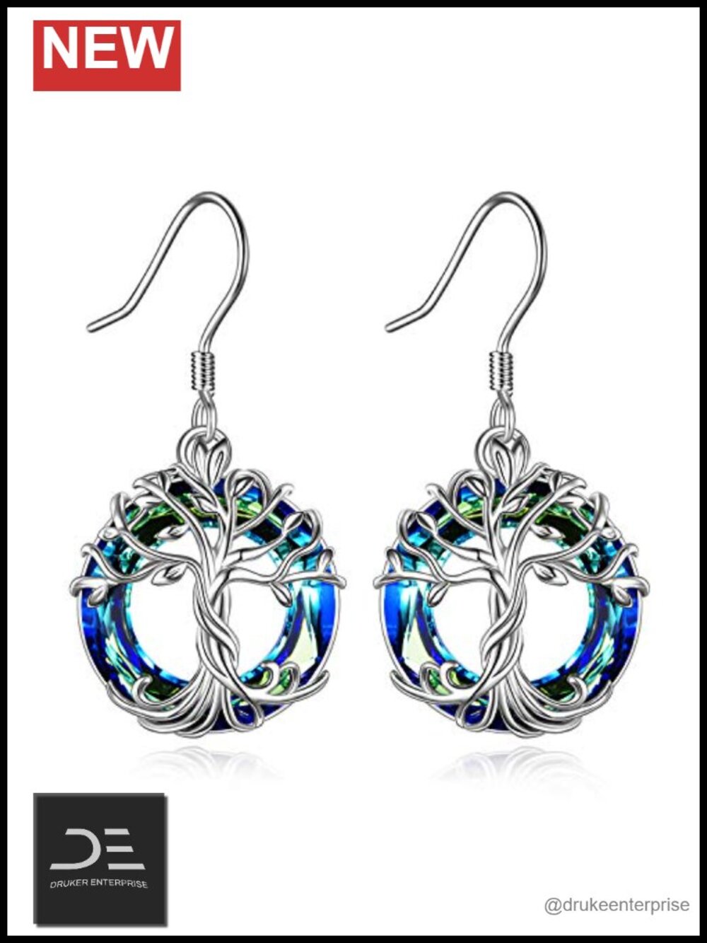 Tree of Life Earrings 925 Sterling Silver Dangle Drop Earrings Family Tree